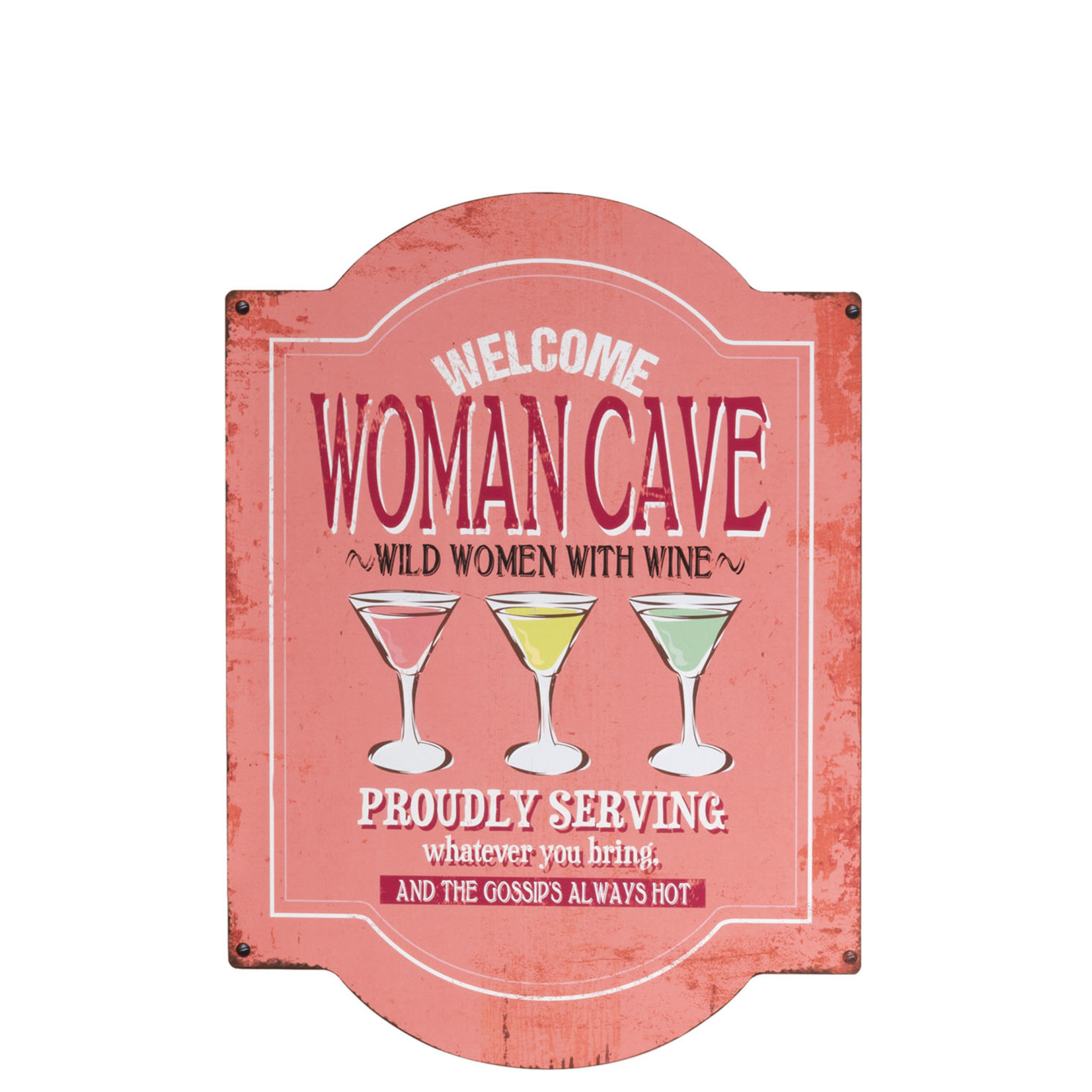 J-Line Decoratie Bord Woman Cave Metaal - Roze