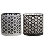 J-Line Tealight Holder Glass Round Square Black White - Large