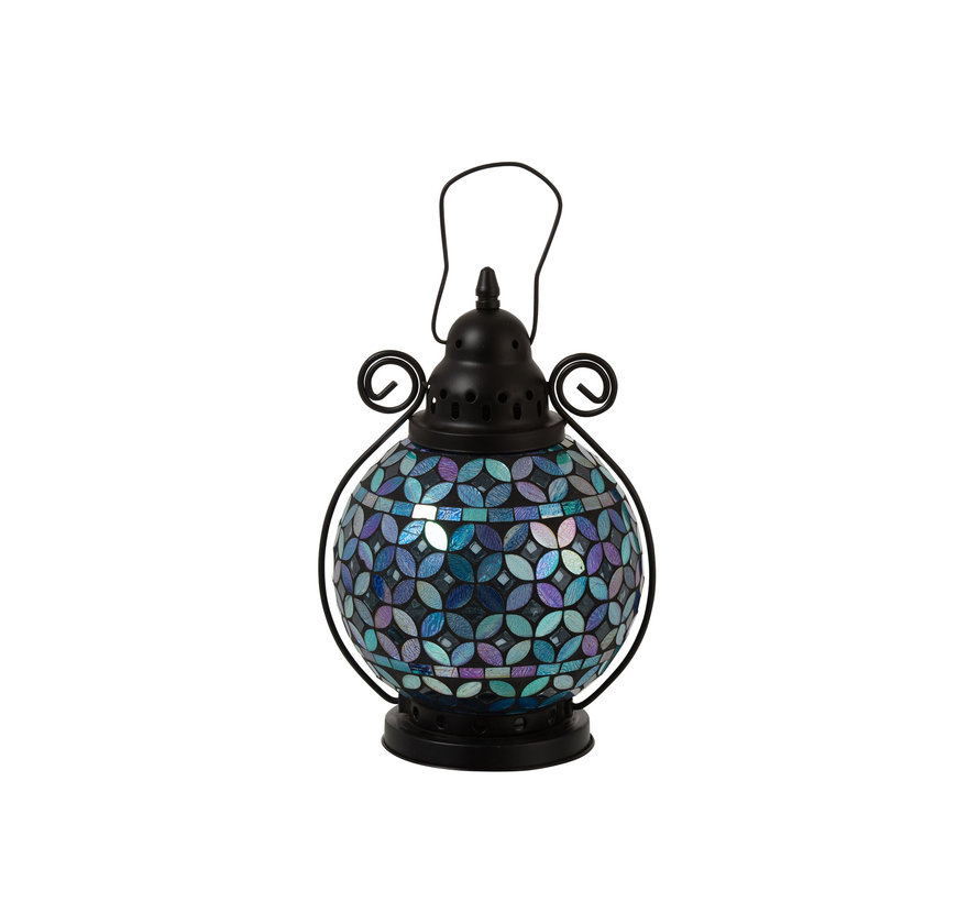 Tealight Lantern Glass Mosaic Purple - Blue