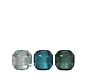 Tealight holder Glass Round Ribbed Green - Blue