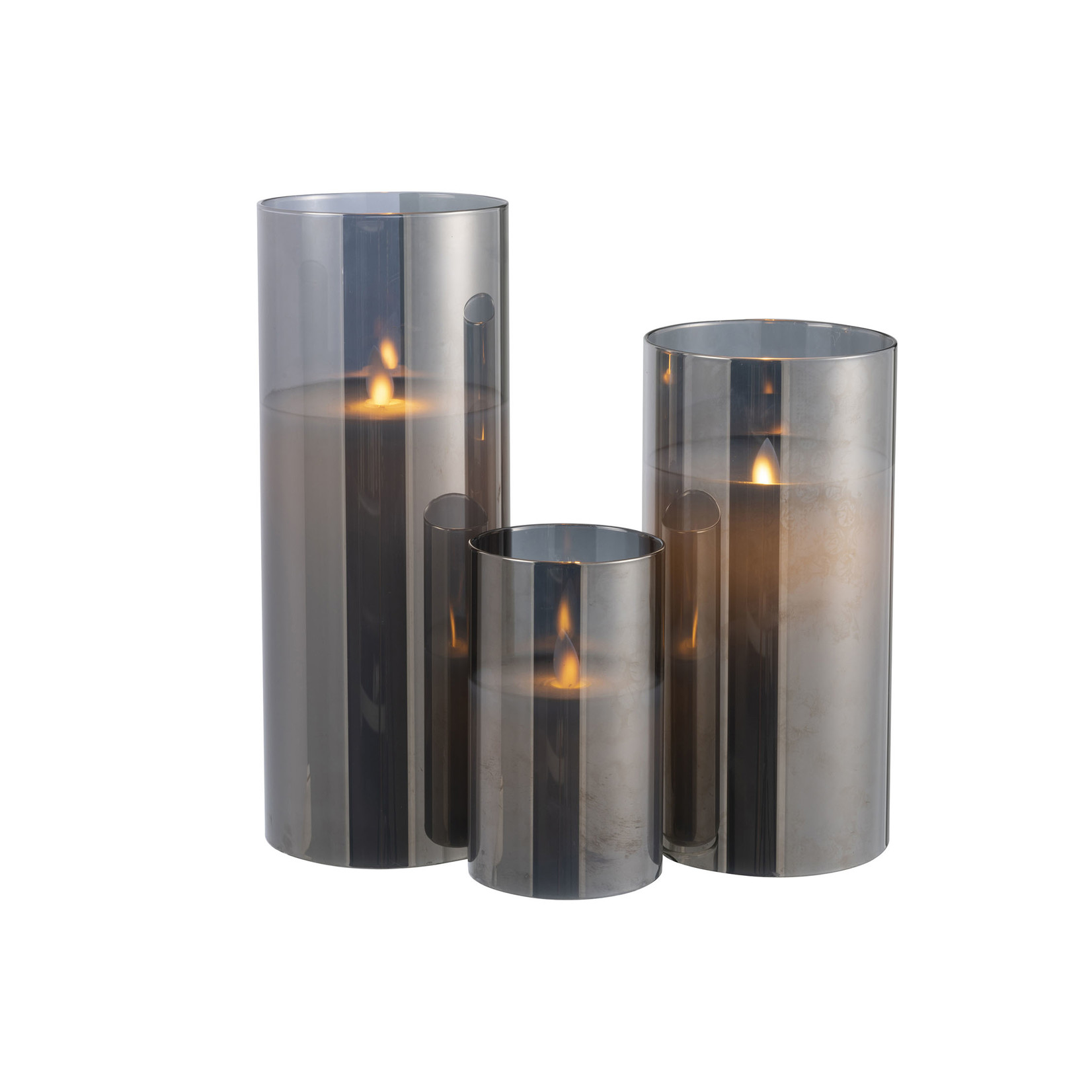 J-Line Led Candle Cylinder Shiny Silver - Large