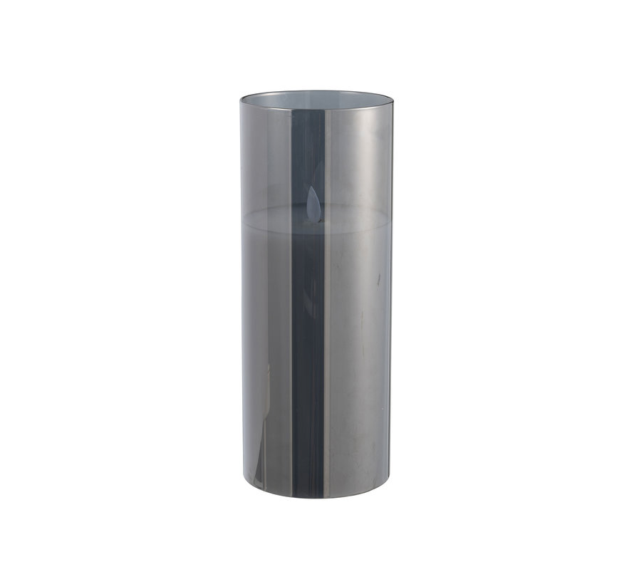 Led Candle Cylinder Shiny Silver - Large