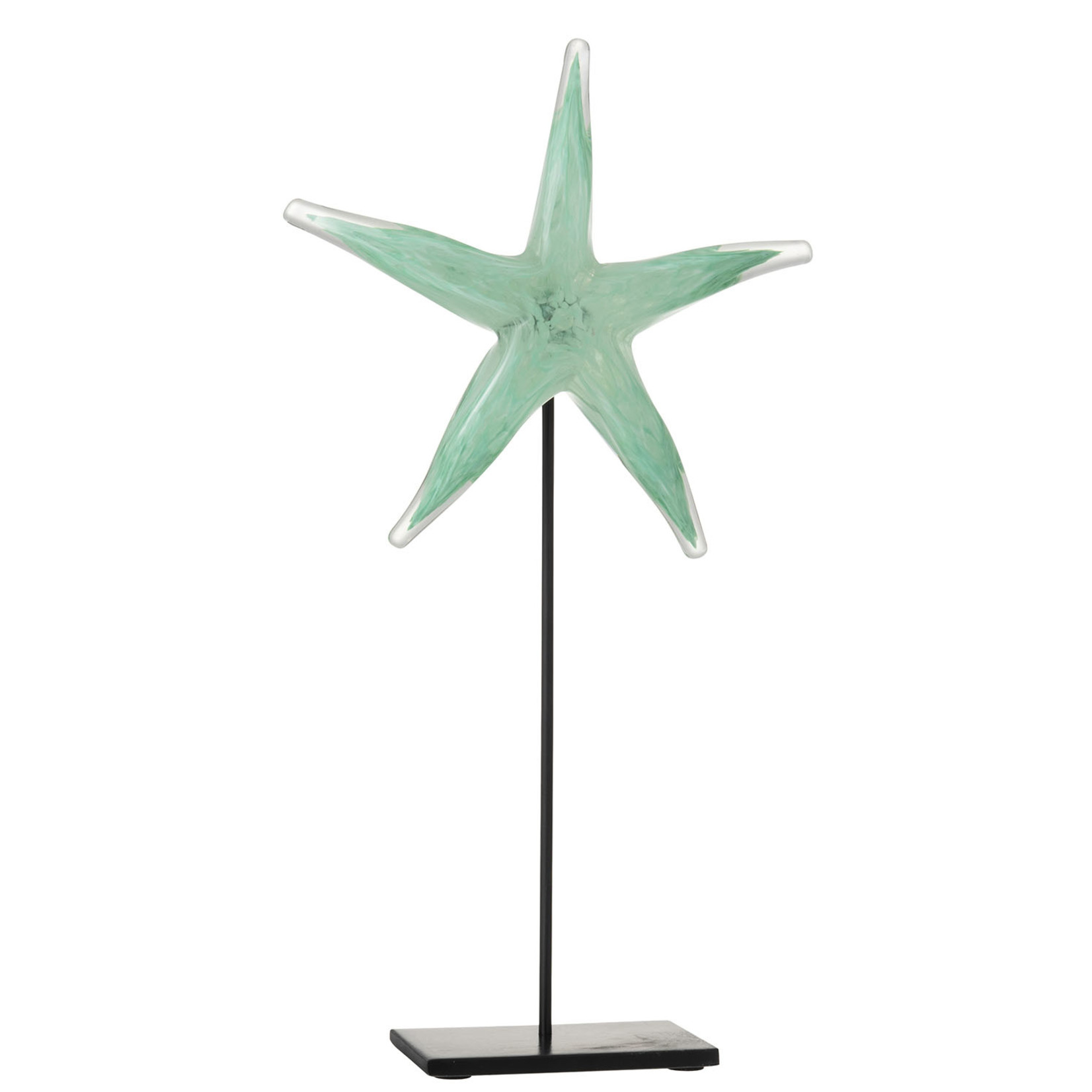 J-Line Decoration Sea Star Base Glass Iron Black Azure - Large