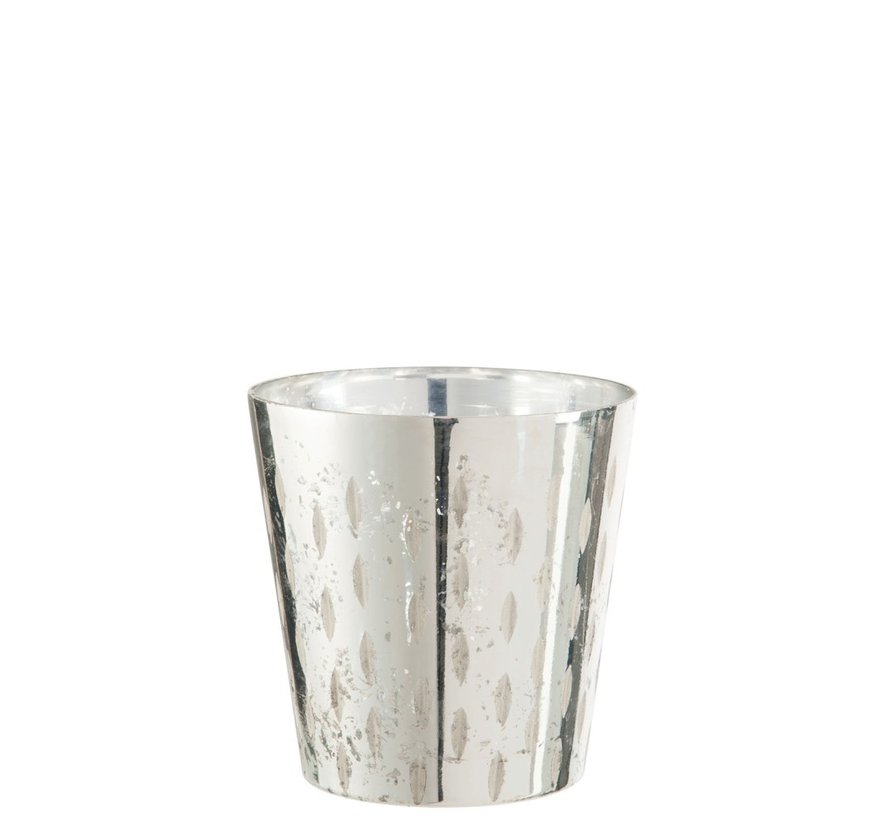 Tealight holder Glass Stripe Silver - Small