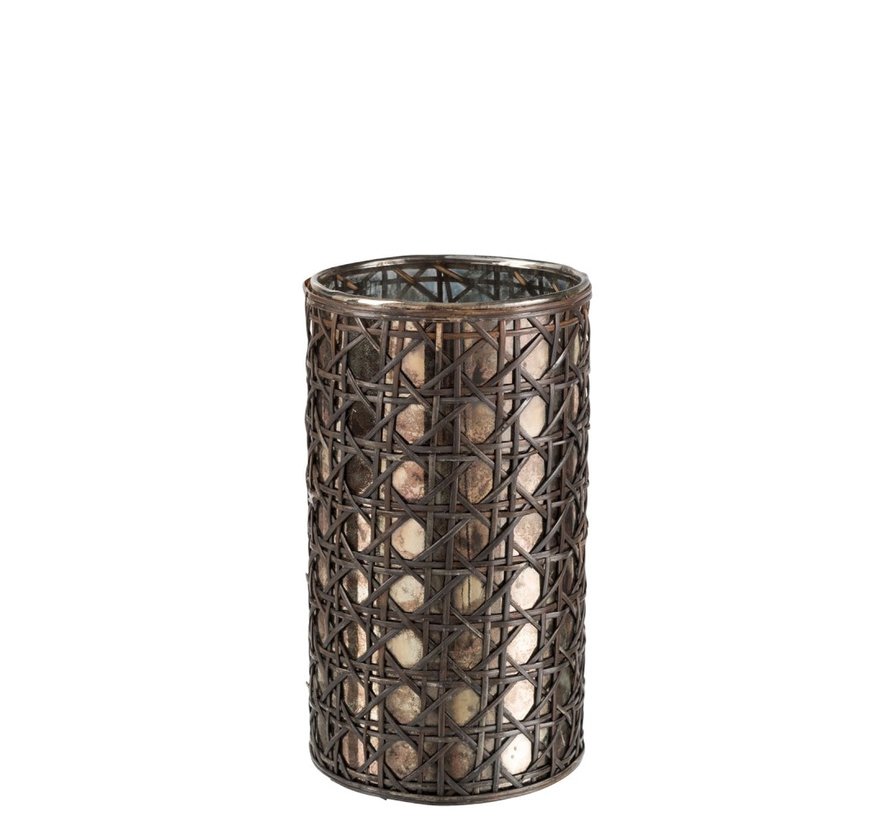 Tealight Holder Glass Reed Brown Large Sl Homedecoration Com