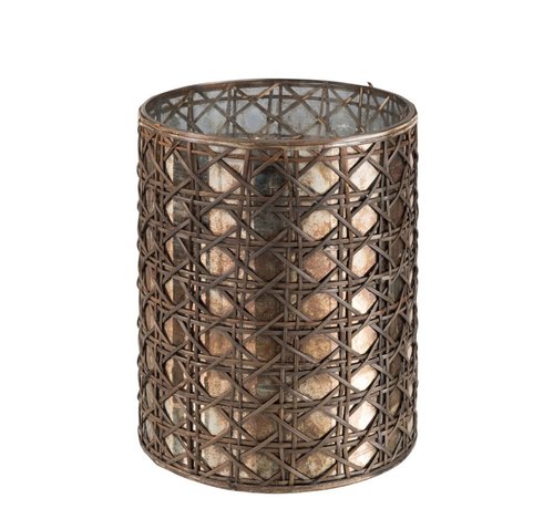 Tealight Holder Glass Reed Brown Xl Sl Homedecoration Com