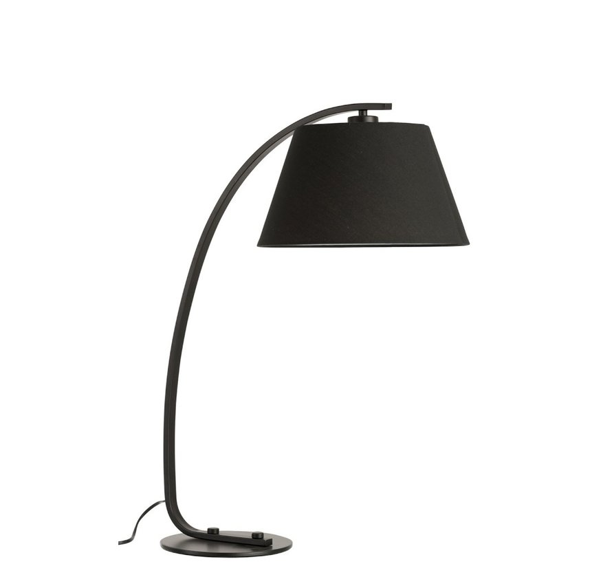 Table Lamp Arc Modern Metal Round Shade Black Sl Homedecoration Com - Round Metal Table Lamp