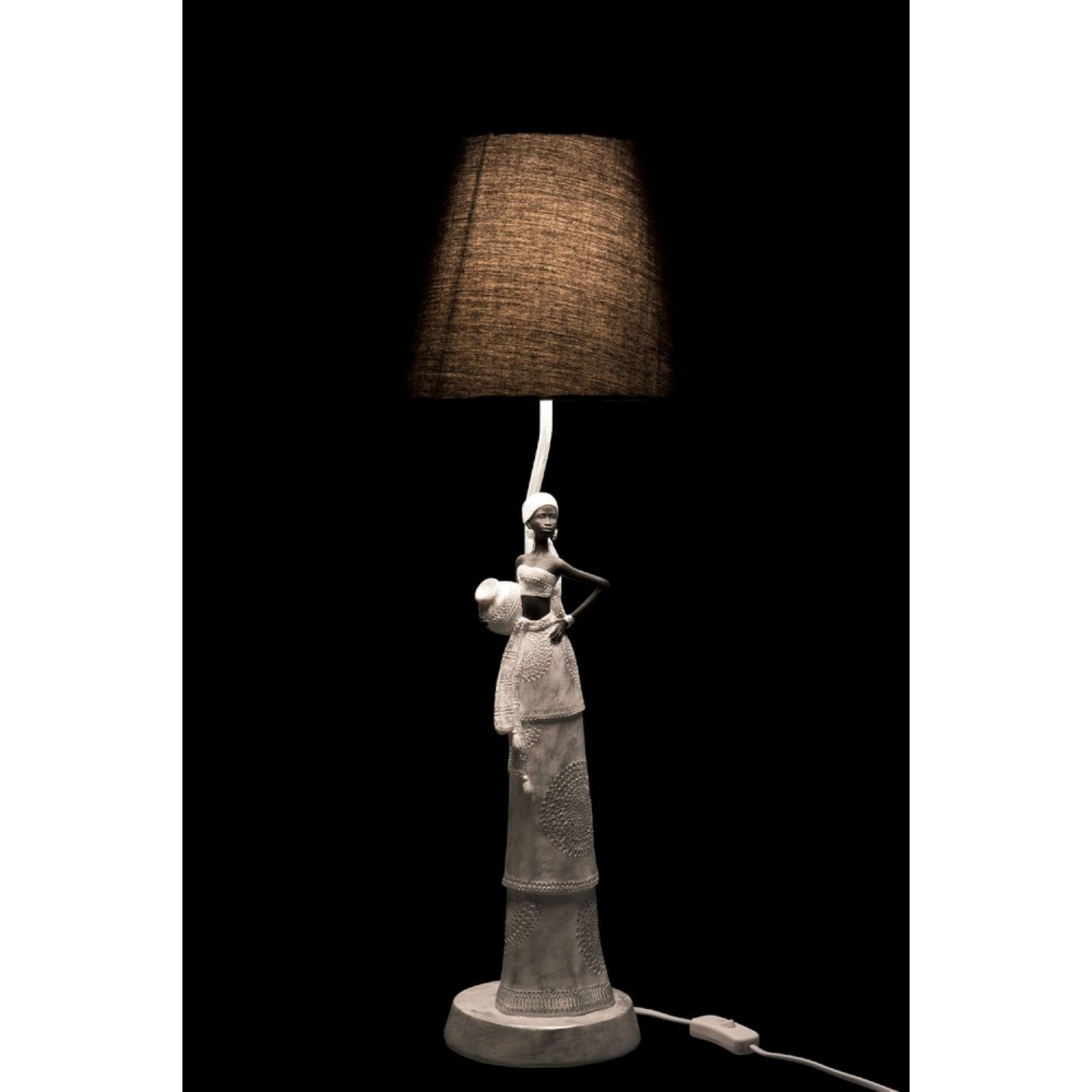 J-Line Table lamp Poly African Woman White - Silver