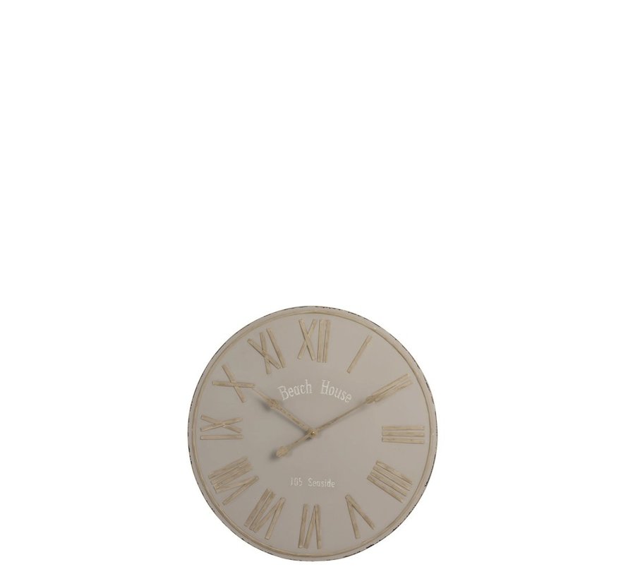 J Line Wall Clock Round Metal Beach House Beige Small