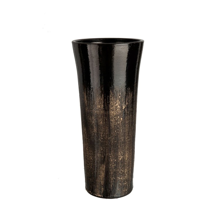 Vase Ceramic Speckled Gold Black - Large