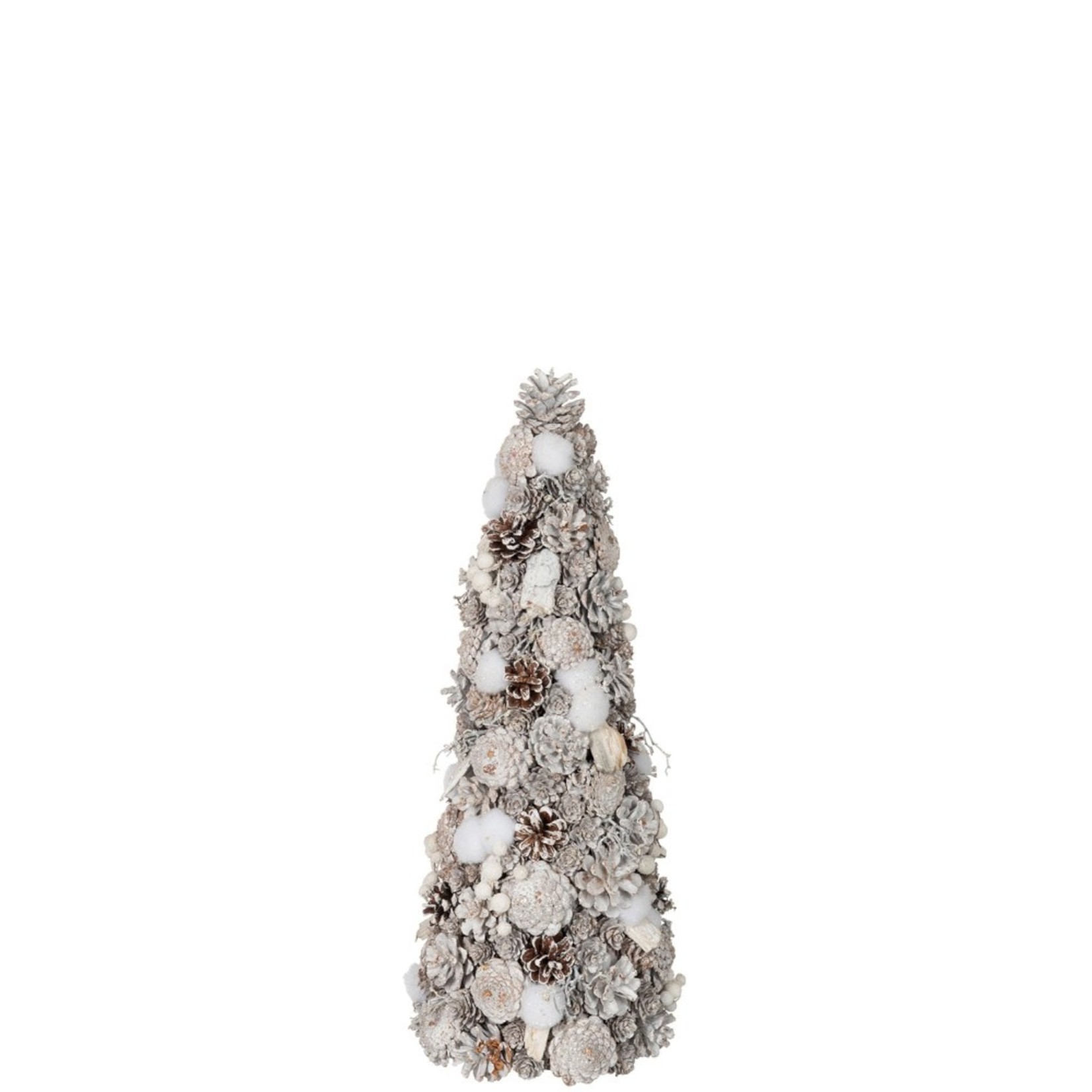 J-Line Decoration Cone Pine Cones Cotton White - Small