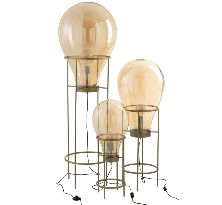 Standing Lamp Hot Air Balloon Glass Metal Gold - Medium