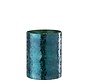 Theelichthouder Cilinder Glas Glitter Blauw - Large