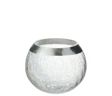 J-Line Tealight Holder  Sphere Broken Glass Transparent Silver - Large