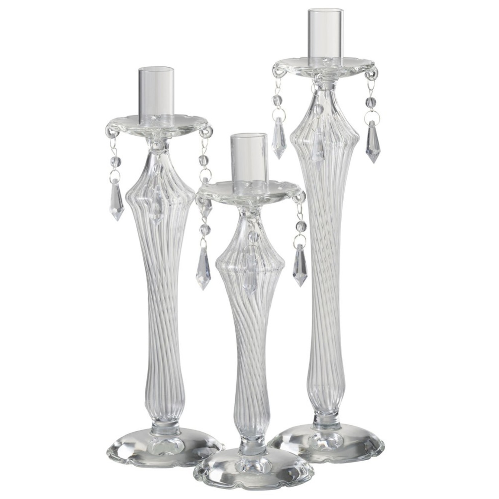 J-Line Candlestick Glass Pearls Transparent - Medium