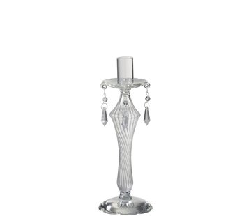 J-Line Candlestick Glass Pearls Transparent - Small