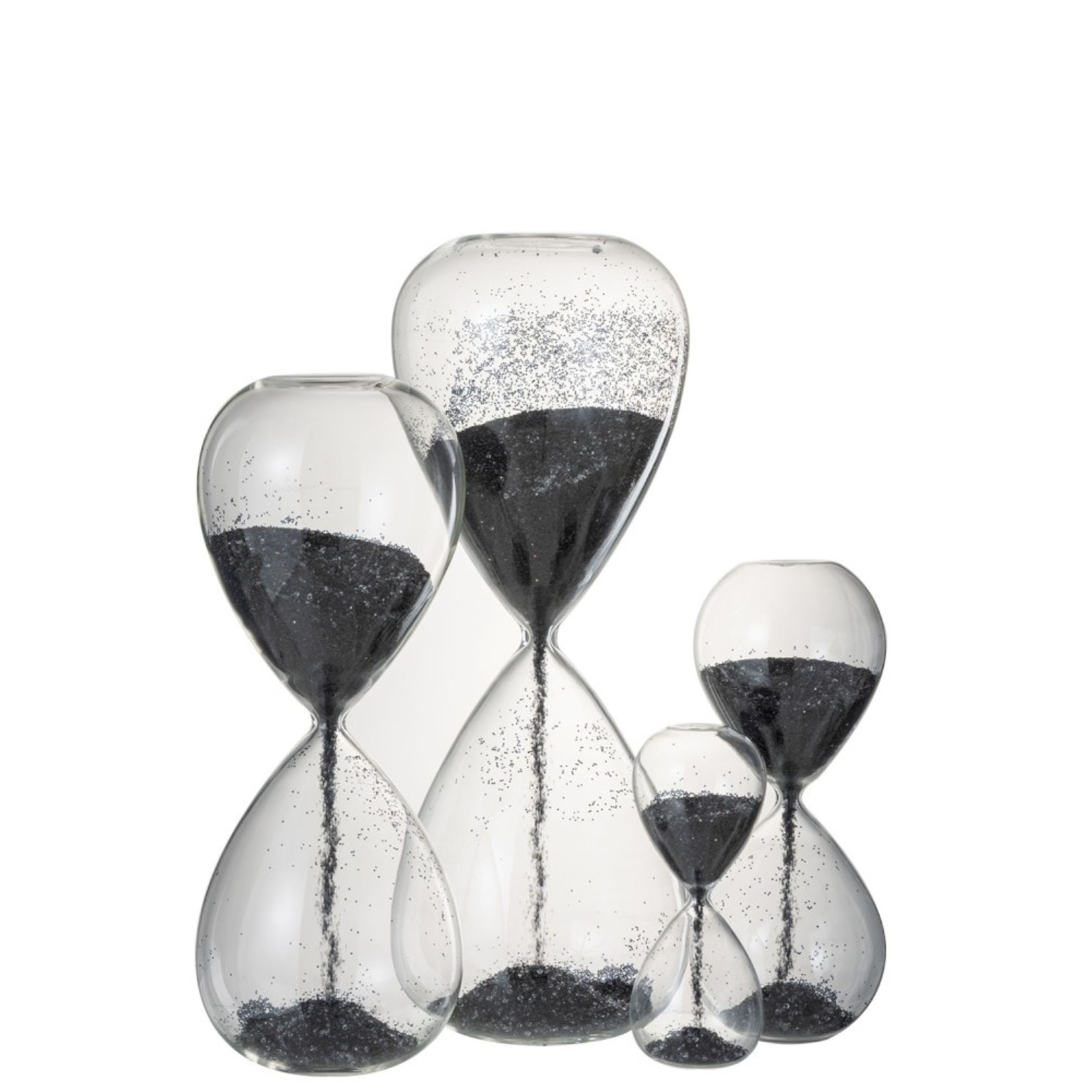 J-Line Decoration Hourglass Glass Black Pearls - X Large