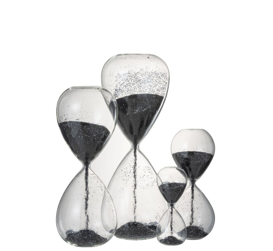 Decoration Hourglass Glass Black Pearls -  Large