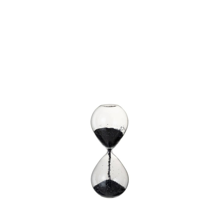 Decoration Hourglass Glass Black Pearls - Small