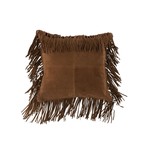 J-Line Cushion Square fringes Leather - Cognac