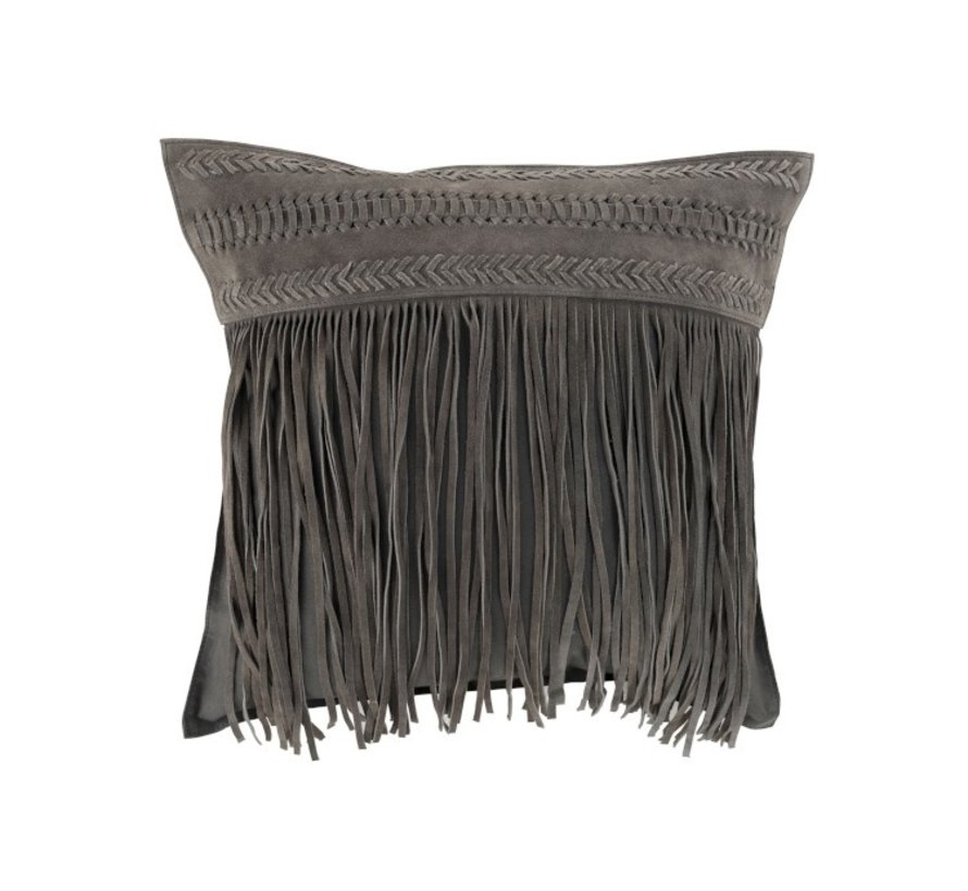 gray leather pillows