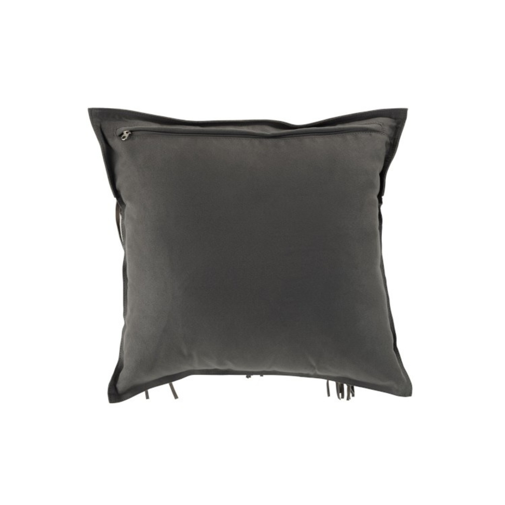 J-Line Cushion Square fringes Leather - Gray