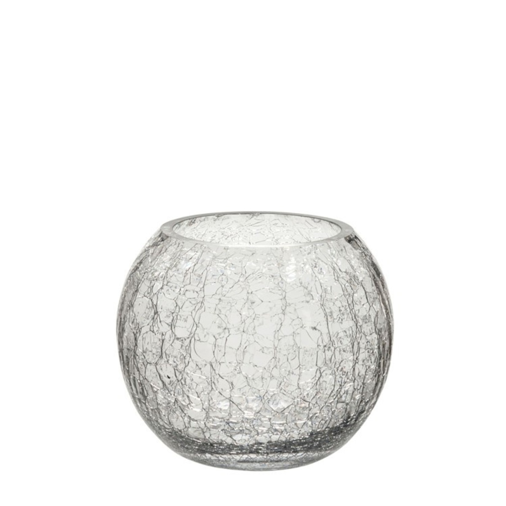 J-Line Tea Light Holder Glass Ball Krakeling Transparent - Small