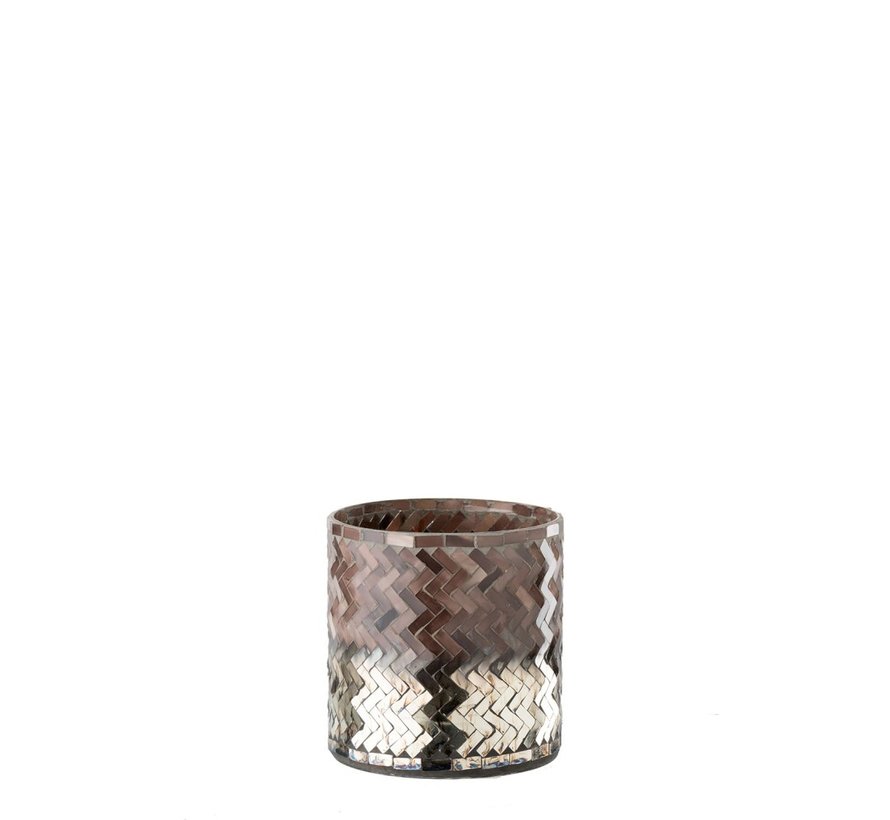 Golden Brown Mosaic Candle Jar Lamp 16cm 