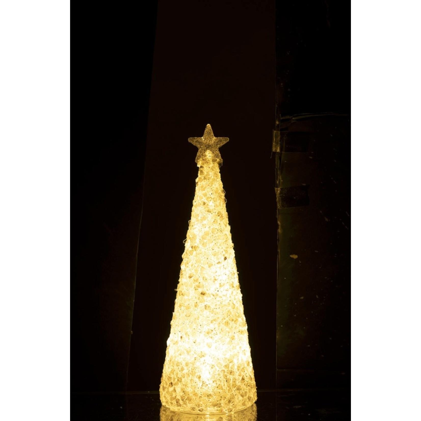 J-Line Tafellamp Kerstkegel Suikerglas Led Wit - Small