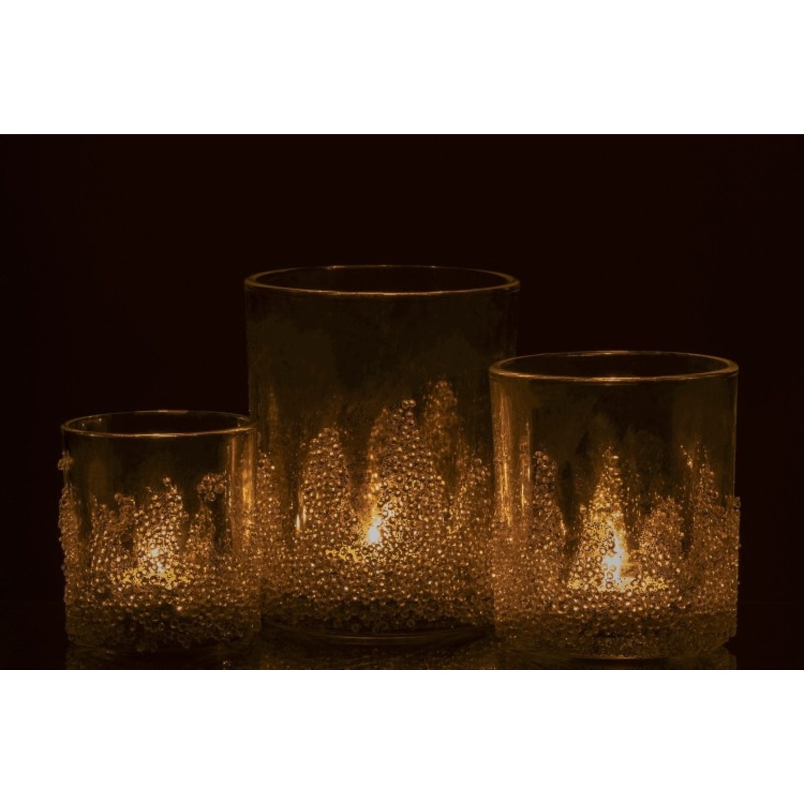 J-Line Tealight holder Sugar glass Uneven Transparent - Medium