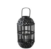 J-Line Lantern Cylinder Rattan Glass Black - Large