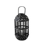 Lantern Cylinder Rattan Glass Black - Large