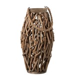 J-Line Lantern Cylinder Spruce Wood Branches Wood Brown - Large