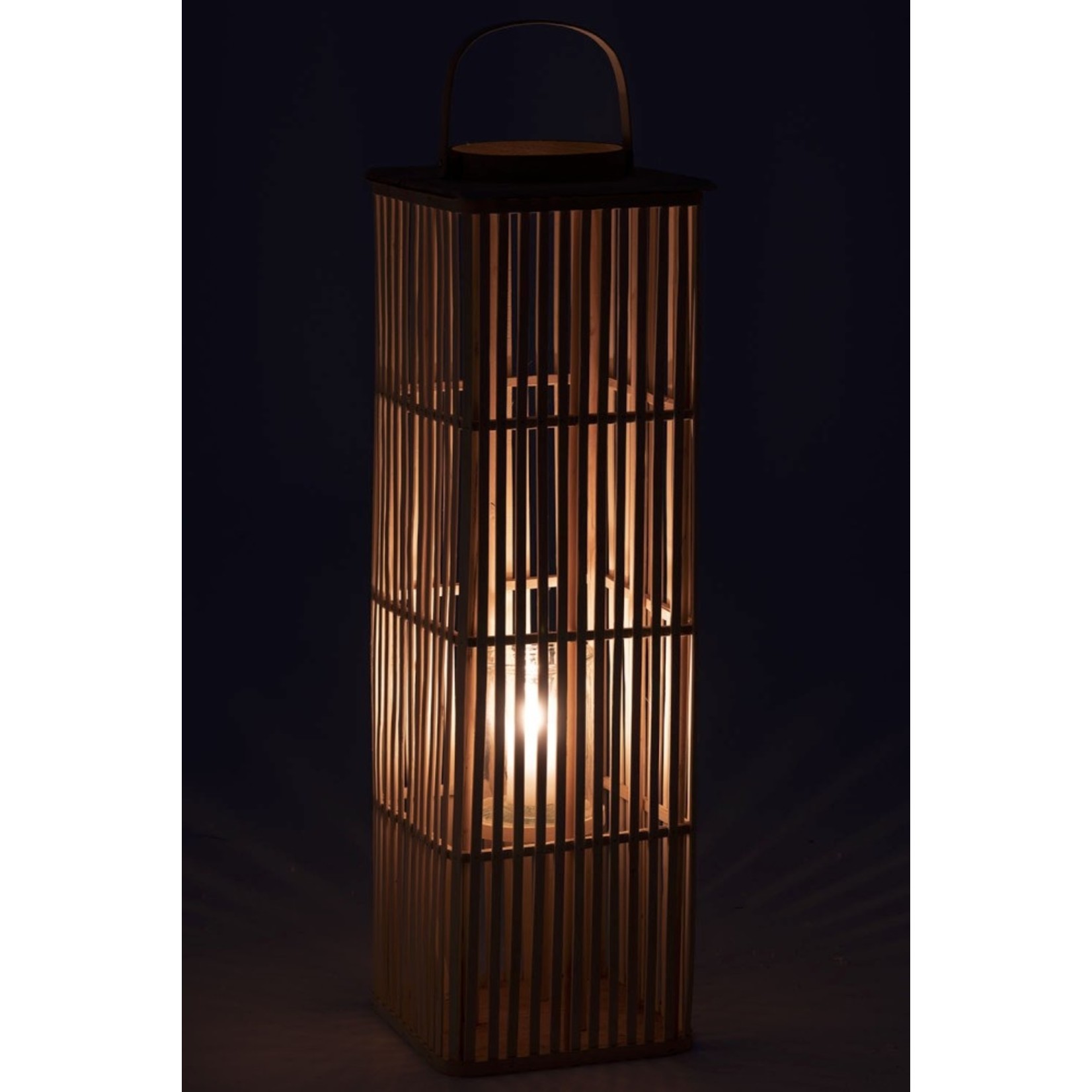 J-Line Lantern Bamboo Rectangle High Natural Brown - Large