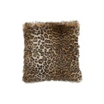 J-Line Cushion Square Fake Fur Leopard Black - Brown