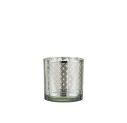 J-Line Tea Light Holder Glass Oriental Silver - Medium