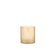 J-Line Theelichthouder Glas Crackle Transparant Amber - Medium