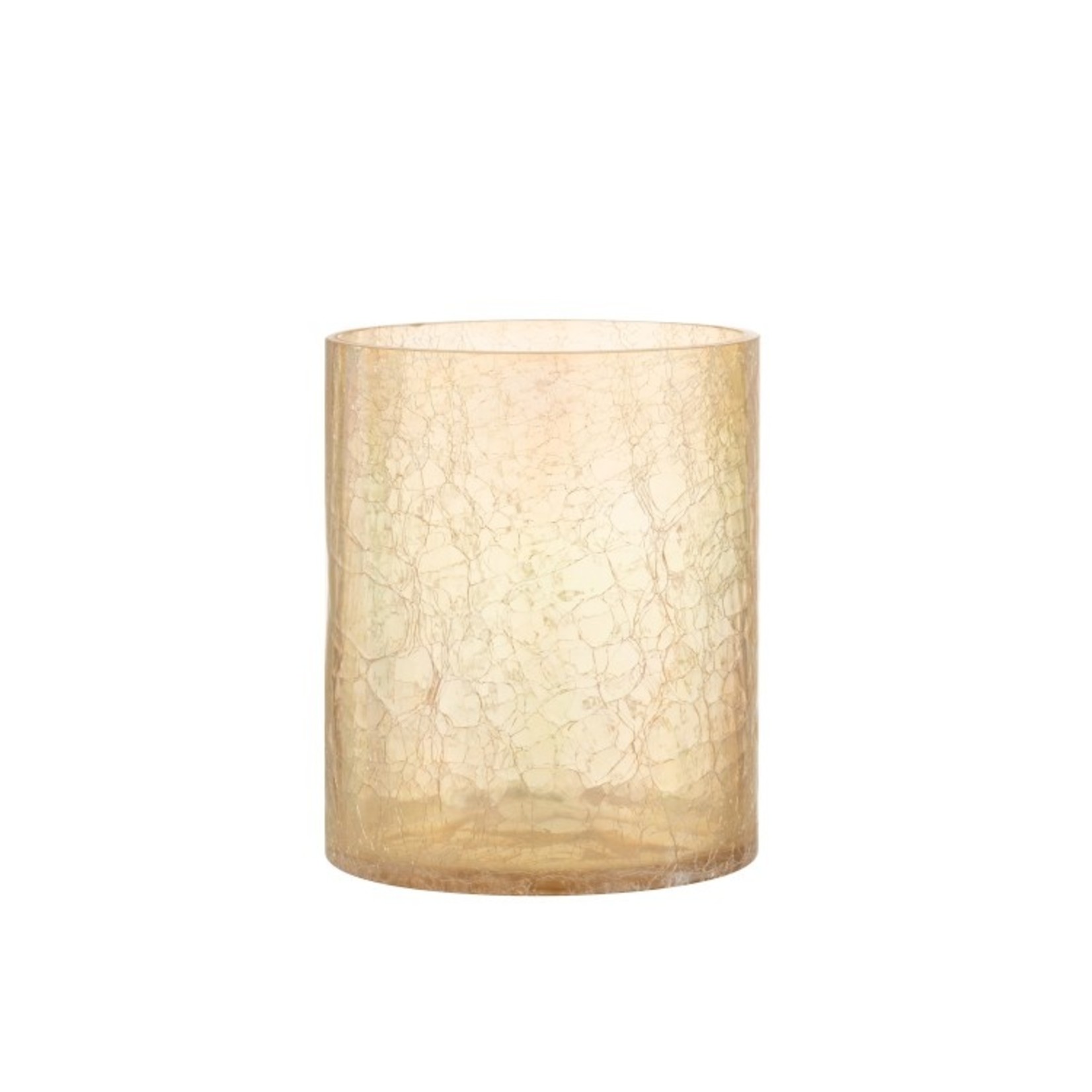 J-Line Tealight holder Glass Crackle Transparent Amber - Large