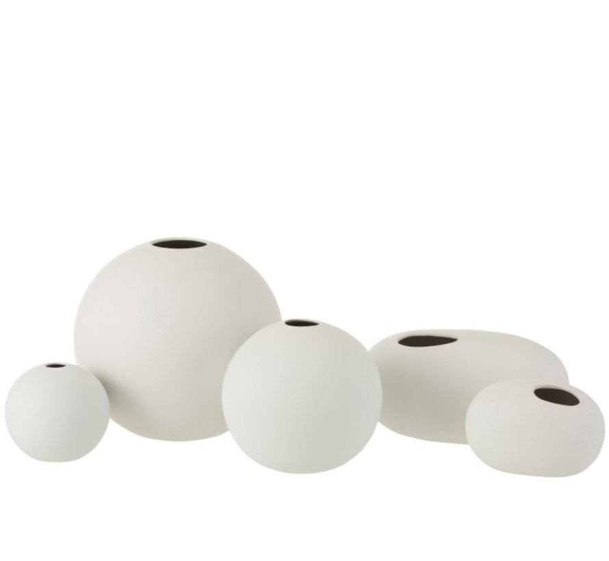 Vase Oval Ceramic Pastel Matt White - Small