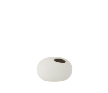 J-Line Vase Oval Ceramic Pastel Matt White - Small