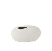 J-Line Vase Oval Ceramic Pastel Matt White - Large