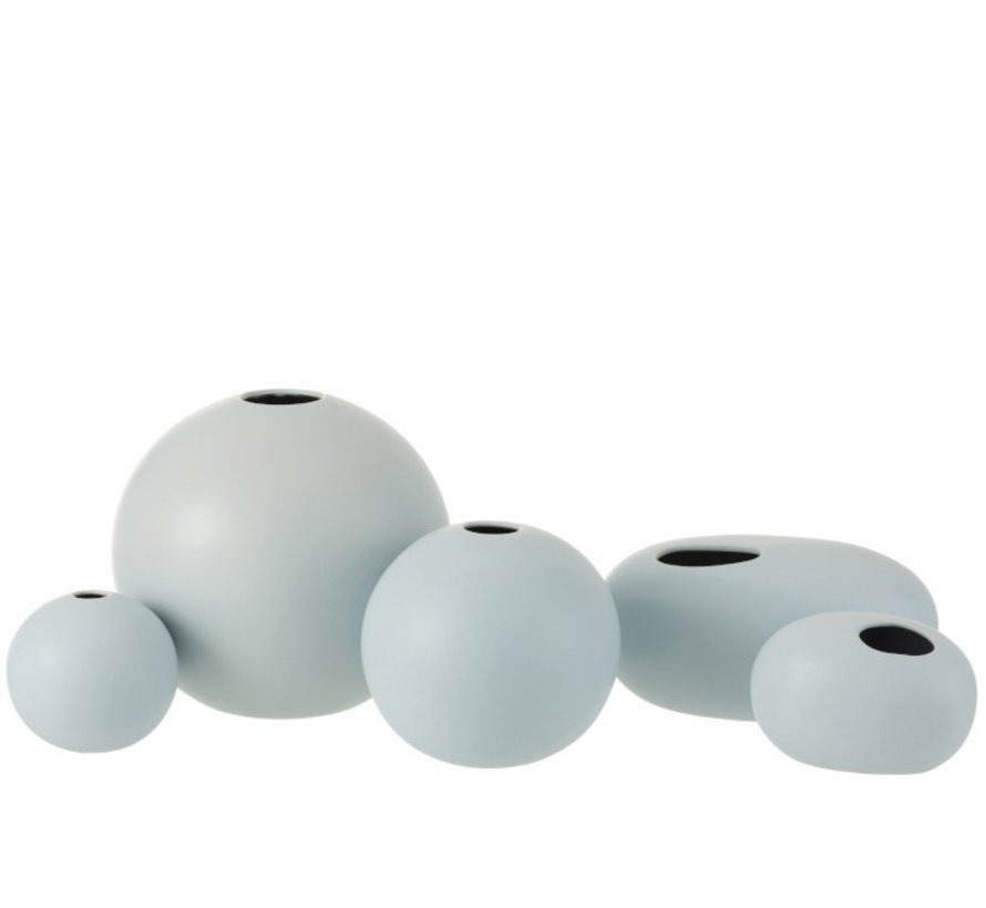 Vase Oval Ceramic Pastel Matt Blue - Large