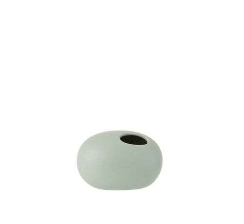 J-Line Vase Oval Ceramic Pastel Matt Green - Small