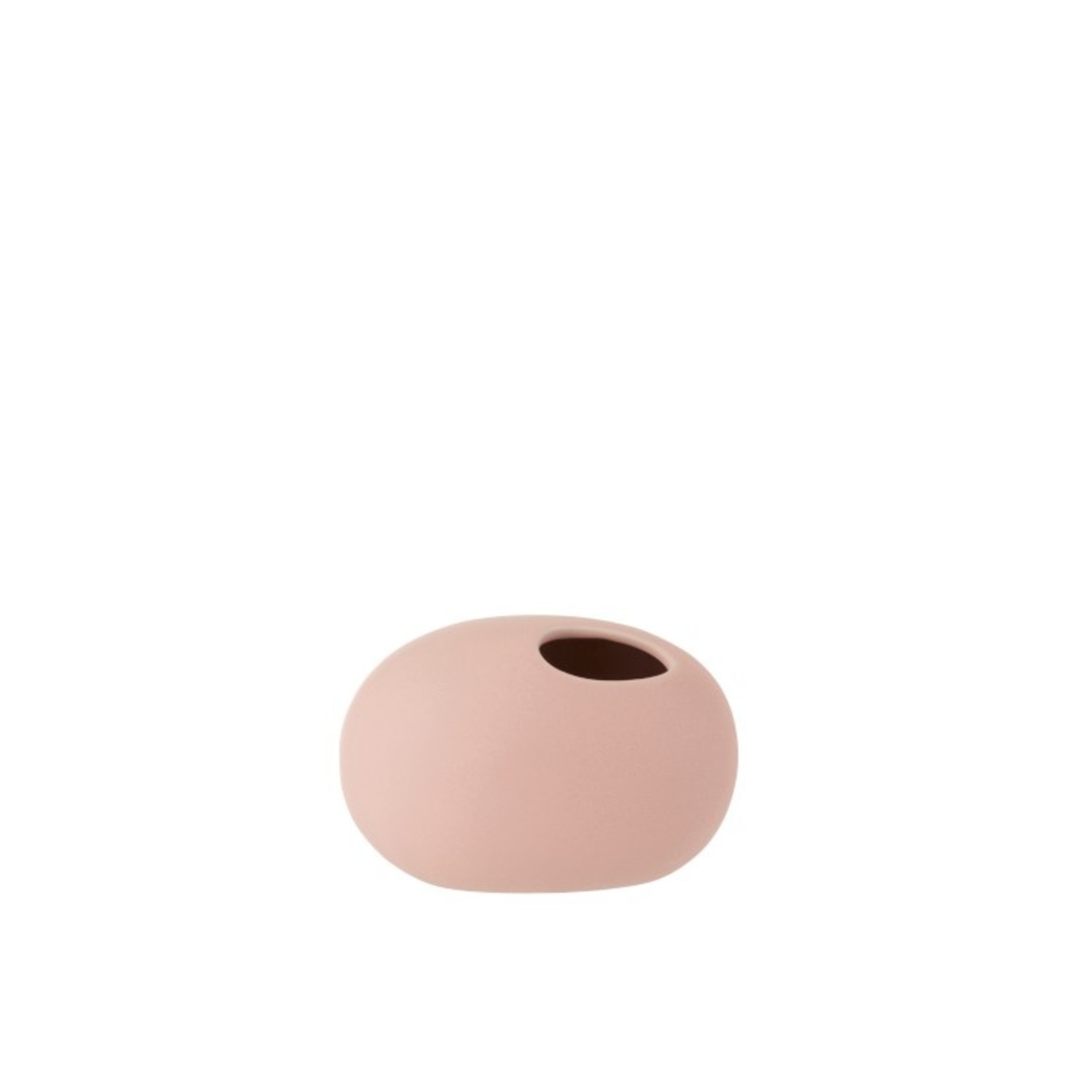 J-Line Vase Oval Ceramic Pastel Mat Pink - Small