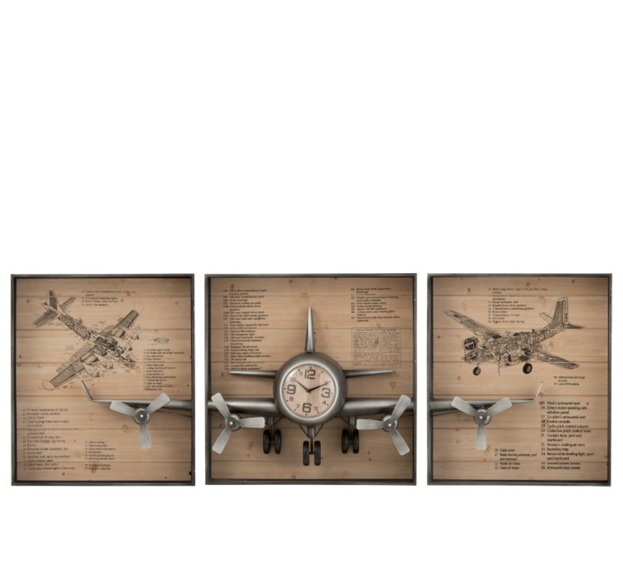 Wall clock Airplane Three Parts