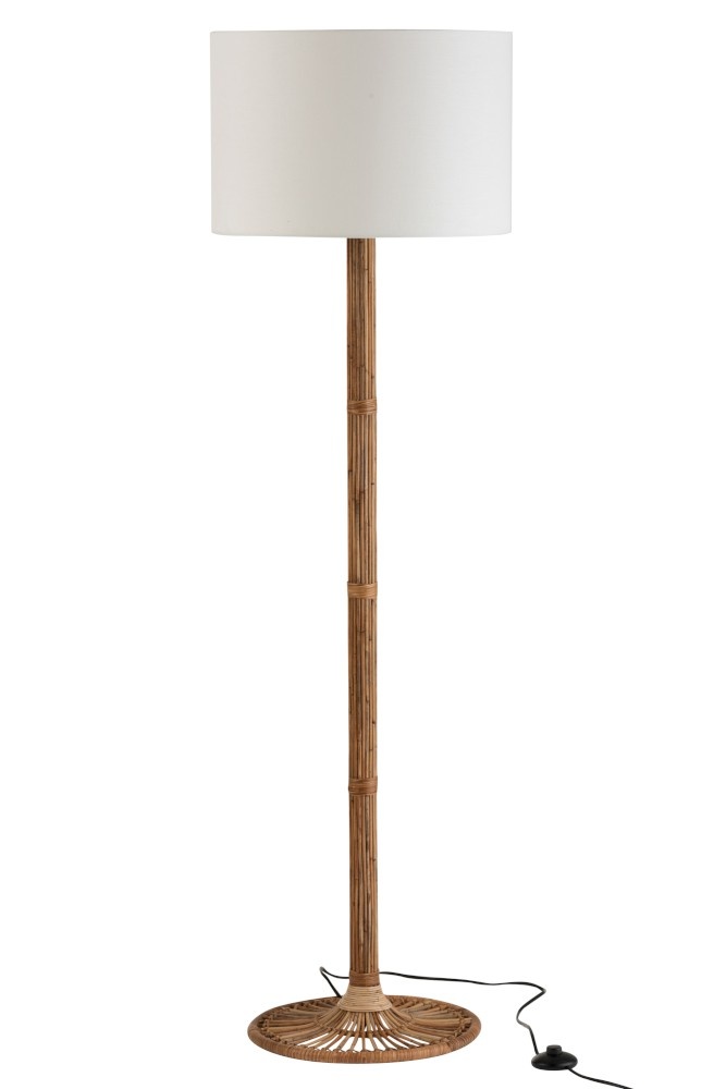 Verwonderlijk Floor Lamp White Lampshade Rattan Natural Brown - White - Sl VF-77