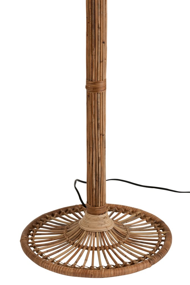 Staande Lamp Witte Lampenkap Rotan Natuurlijk Bruin Wit Sl