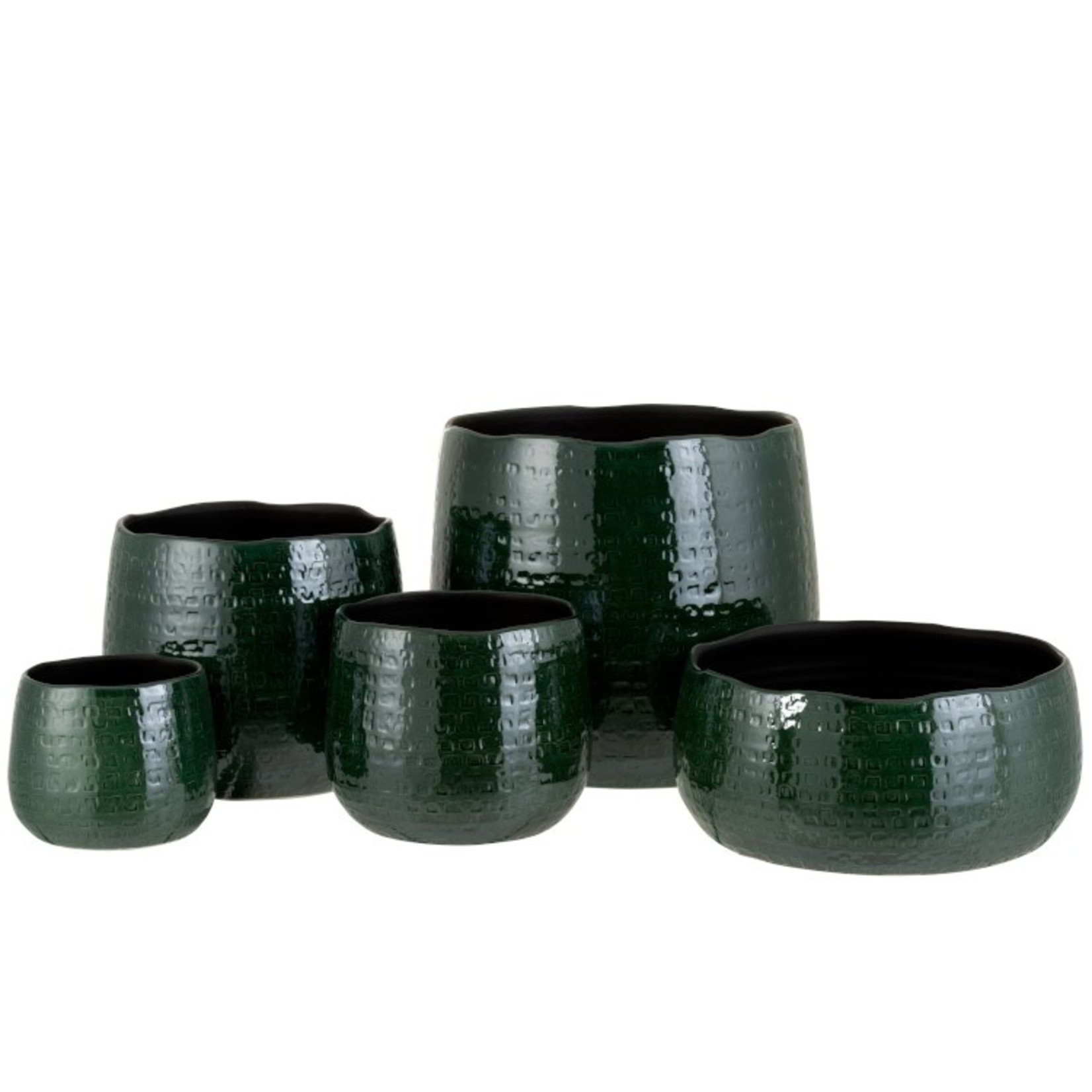 J-Line Flowerpot Round Ceramic Pattern Green - Medium