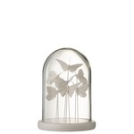 J-Line Decoration Stolp Glass Butterflies Transparent White - Small