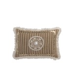 J-Line Pillow Rectangle Pattern Coins Jute Brown - White